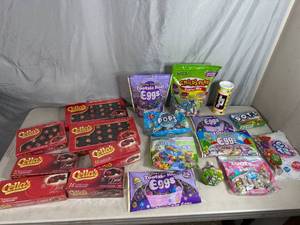 lot 357 image: Assorted Candy, Chocolate Cherries, Tootsie Rolls, Fruit Chews, Blow Pops, and More