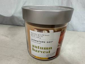 lot 362 image: New Signature Soy Plant Based Wax Blend 2 Wick Candle - Autumn Harvest