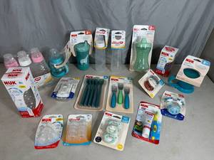 lot 26 image: New NUK Baby Items, Bottles, Pacifiers, Feeding, and More