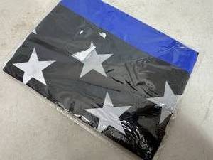 lot 39 image: New 3 x 5 ft Thin Blue Line American Flag