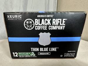 lot 40 image: New Box of 12 K-Cups Black Rifle Coffee Thin Blue Line Kuerig K-Cups