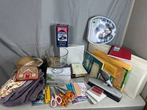 lot 58 image: Storage Cubes, Office Supplies, Towels, Card Shuffler, and More