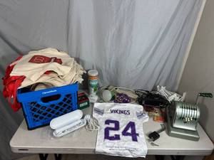 lot 71 image: Plastic Crate, Sonicare Toothbrush, New Reusable Bags, Hitch Lock, Cleaning Wipes, and More
