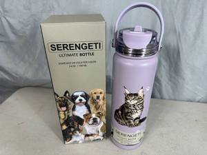 lot 93 image: New Serengeti Vacuum Insulated Stainless Steel Water Bottle - Maine Coon Cat