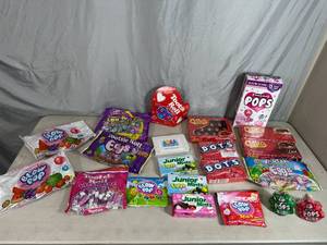 lot 97 image: Assorted Candy, Blow Pops, Dots, Junior Mints, Chocolate Strawberries, Bubble Gum, and More