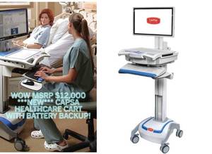 WOW MSRP $12,000 NEW Capsa Healthcare 1975076 M38e Sit To Stand Computing Workstation With Battery (Tested As Working) *most proven point-of-care computing cart in healthcare! For CPOE/physician rounds! See Description For More Info!