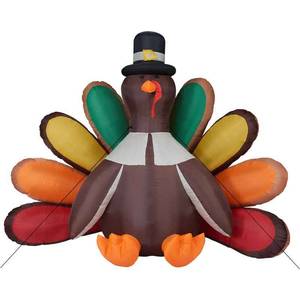 lot 20 image: 8-Ft. Wide Turkey Blow-Up Inflatable w Lights, Festive Party Decor for Thanksgiving, Harvest Celebrations, and Friendsgiving