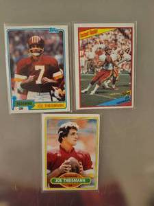 lot 164 image: Joe Theismann football trading cards from the 1981 Topps set.