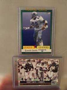 lot 160 image: Two Emmitt Smith rookie football cards from the early 1990s