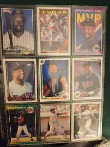lot 142 image: Nine Kirby Puckett Baseball Cards.