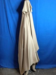 lot 62 image: 6.6 ft. x 9.8 ft. Rectangular Steel Solar Market Umbrella in Taupe