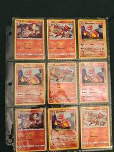 lot 148 image: Collection of nine Charmeleon Pokmon Trading Card Game cards in a protective binder.