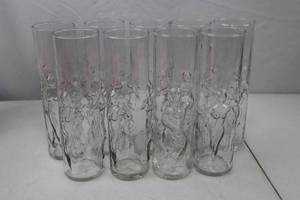 lot 5 image: Set of 10 Embossed Nude Figure Tall Drinking Glasses, 8 Inch