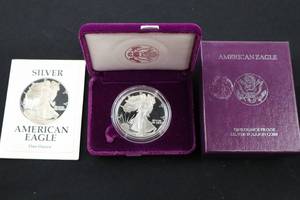 lot A-15 image: 1991-S American Silver Eagle 1 oz Proof with Box and COA