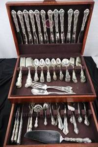 lot A-34 image: Gorham STRASBOURG Sterling Silver Flatware Set, 101 Pieces, Various Patterns