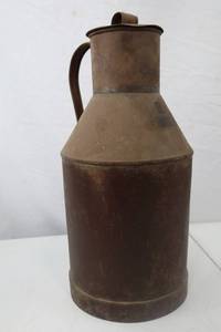 lot 36 image: Antique Tin Milk Jug with Handle and Hallmark