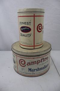 lot 61 image: Campfire Marshmallows Tin Containers, Vintage and Replica
