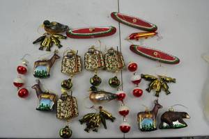 lot 70 image: Assorted Outdoor-Themed Christmas Ornaments Wildlife, Fishing, Canoe