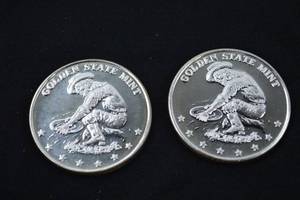 lot A-173 image: 2 Golden State Mint .999 Fine Silver 1 Troy Ounce Rounds