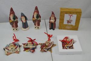 lot 193 image: Christmas Santa Figurines and Ornament Lot - Teena Flanner, America Beautiful