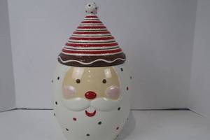 lot 116 image: Ceramic Santa Claus Christmas Cookie Jar with Hat Lid