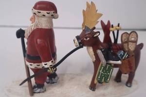 lot 122 image: Christmas Santa and Reindeer Figurine Holiday Decor