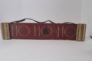 lot 144 image: Rustic Wooden Christmas HO HO HO Hanging Sign