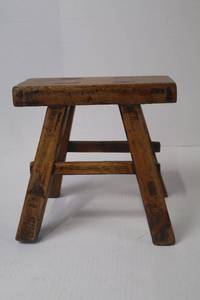 Set of 3 Rustic Wood Stools