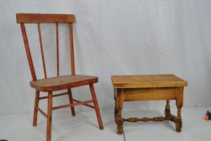 lot 149 image: Wooden chair and small wooden accent table