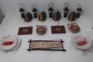 lot 75 image: Rustic Lodge & Winter Christmas Ornament Assortment, 18 Pieces