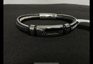 lot 10J image: MCY Mens Black Diamond Bracelet in Nylon and Stainless Steel (110 ct. t.w.)