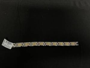 lot 11J image: MCYS Mens Diamond Jewelry Stainless Steel Bracelet 15CTTW DIA Brace STN STL 18KY