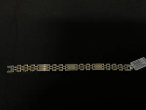 lot 13J image: MCYS Mens Diamond Two-Tone Link Bracelet (12 ct. t.w.) in Stainless Steel and Yellow Ion-Plate