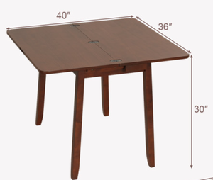 lot 251 image: Costway Mid Century Folding Dining Table for 4 People Extendable Kitchen Table with Hidden Storage 40 x 36 x 30