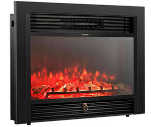 lot 263 image: COSTWAY Electric Fireplace Inserts 28.5-inch Wide, 750W1500W Wall Recessed and Freestanding Fireplace with 3 Flame Colors, 5 Brightness Settings, 8H Timer, Remote Control, Heater for Indoor Use