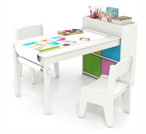 lot 270 image: Costway Kids Art Table And Chairs Set With 2 Chairs (Table And Chairs Only)