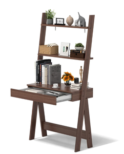lot 272 image: Tangkula Ladder Desk with Countertop & Drawer, Freestanding 2-Tier Ladder Shelf Desk (Minor Transit Damage)