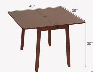 lot 275 image: Giantex Folding Dining Table for 4, Extendable Kitchen Table wHidden Storage & Rubber Wood Frame, 40D x 36W x 30H, Cherry Brown