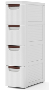 lot 277 image: Costway 4 Drawer White Narrow Storage Cabinet 79 x 48 x 25cm