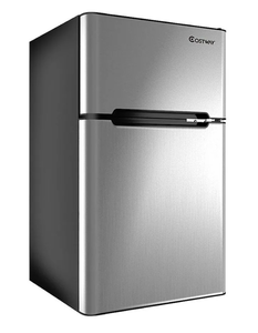 lot 278 image: Costway - Refrigerator Small Freezer Cooler Fridge Compact 3.2 cu ft. Unit - Gray