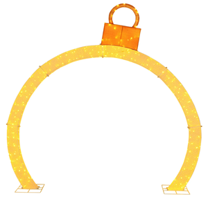 lot 280 image: Costway 10.5 Feet Christmas Pre-Lit Arch with Gold Ornament Cap and 300 Warm White LED Lights