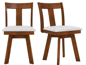 lot 294 image: Costway Set of 2 Swivel Dining Room Chairs with Rubber Wood Frame