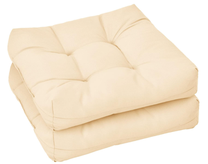 lot 297 image: Giantex Set of 2 Tufted Patio Cushions, 4 Outdoor Seat Cushions, Waterproof & High Elasticity for Comfortable Sitting Experience, Square Chair Cushions for Indoor Outdoor Use, 2 Pack (Beige)
