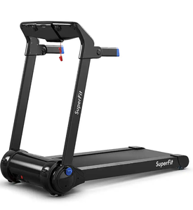 lot 2 image: Costway - 3HP Folding Electric Treadmill Running Machine w Speaker - Blue