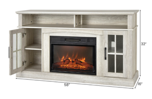 lot 5 image: Costway Fireplace TV Stand for TVs Up to 65 Inch with Side Cabinets and Remote Control