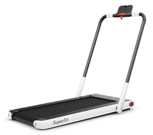 lot 11 image: Costway 2-in-1 Folding Treadmill with RC Bluetooth Speaker LED Display-White