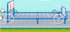 lot 17 image: Costway 57316894 Twin Size Kids Bed Frame Car Shaped Metal Platform Bed with Upholstered Headboard