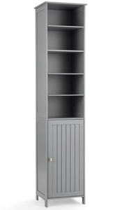 lot 25 image: Costway 72-Inch Tall Freestanding Bathroom Storage Cabinet with 5 Shelves - 16 x 13.5 x 72 (L x W x H)