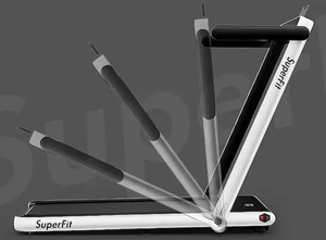 lot 32 image: Costway - Up To 7.5MPH 2.25HP 2 in 1 Single Display Screen Treadmill W APP Speaker Remote Control - White