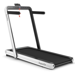 lot 38 image: Costway - 4.75HP 2 In 1 Folding Treadmill WRemote APP Control - White